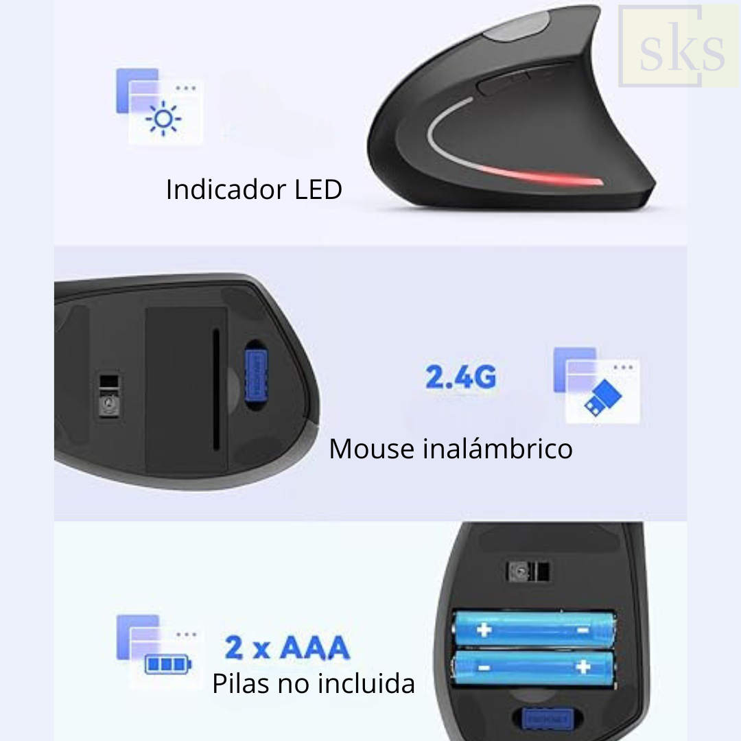 MOUSE ERGONÓMICO VERTICAL INALÁMBRICO