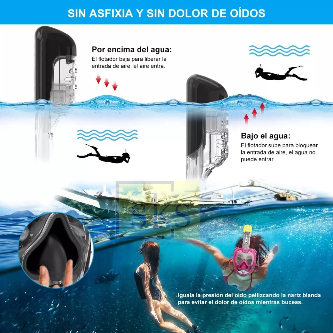 MÁSCARA DE SNORKEL FULL FACE CON SOPORTE GOPRO PARA ADULTO