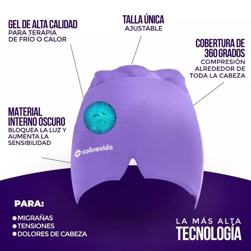 GORRO GEL ALIVIA DOLOR DE LA MIGRAÑA COBREVIDA